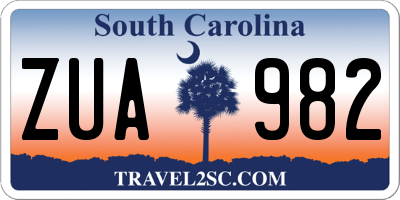 SC license plate ZUA982