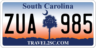 SC license plate ZUA985