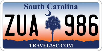SC license plate ZUA986