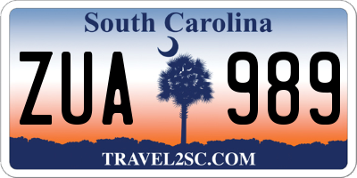 SC license plate ZUA989