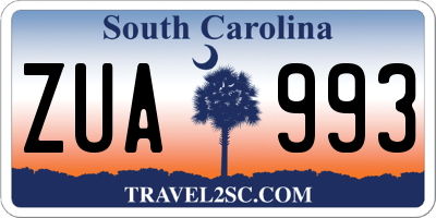 SC license plate ZUA993