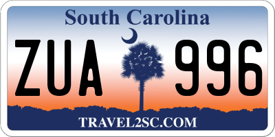 SC license plate ZUA996