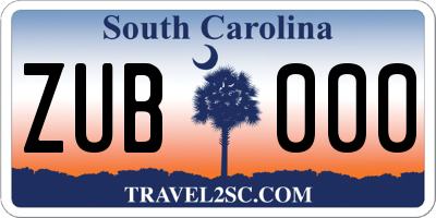 SC license plate ZUB000