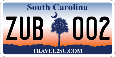 SC license plate ZUB002