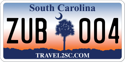 SC license plate ZUB004