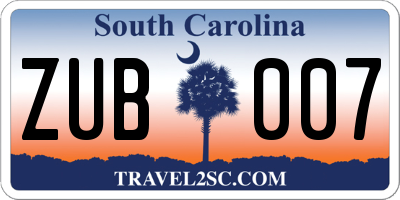 SC license plate ZUB007