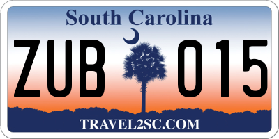 SC license plate ZUB015