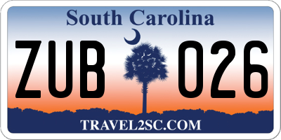 SC license plate ZUB026