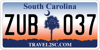 SC license plate ZUB037