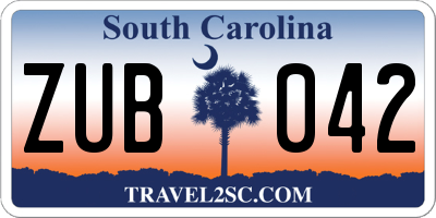 SC license plate ZUB042