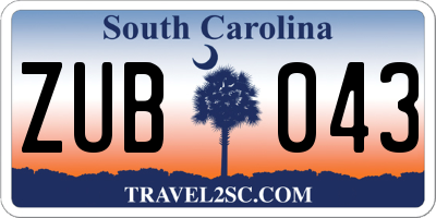 SC license plate ZUB043