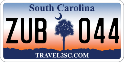 SC license plate ZUB044