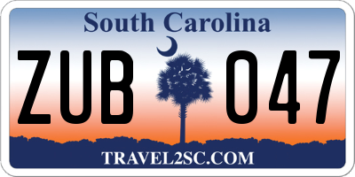 SC license plate ZUB047