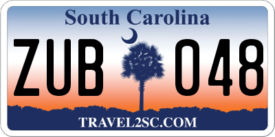 SC license plate ZUB048