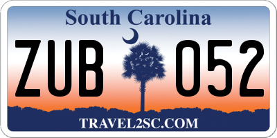 SC license plate ZUB052