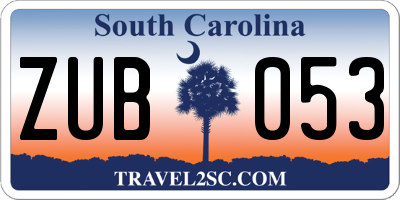 SC license plate ZUB053