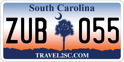 SC license plate ZUB055