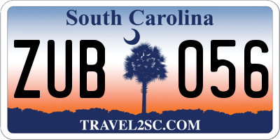 SC license plate ZUB056