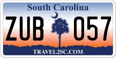 SC license plate ZUB057