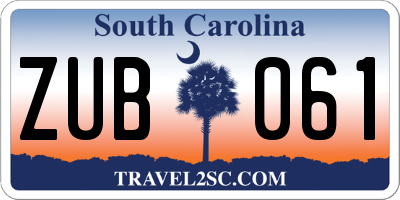 SC license plate ZUB061