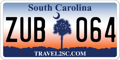 SC license plate ZUB064