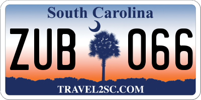 SC license plate ZUB066