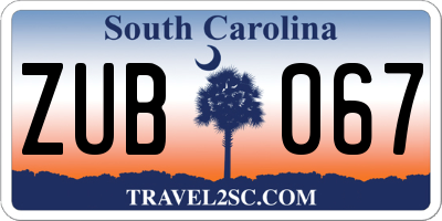 SC license plate ZUB067