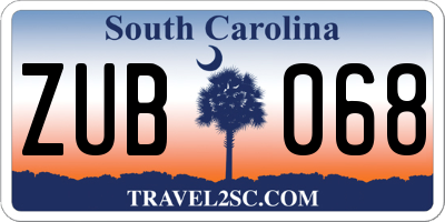 SC license plate ZUB068