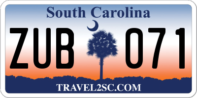SC license plate ZUB071