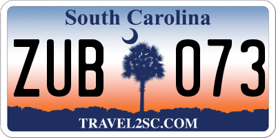 SC license plate ZUB073