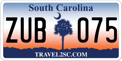 SC license plate ZUB075