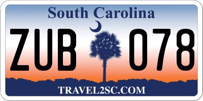 SC license plate ZUB078