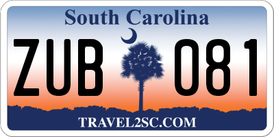 SC license plate ZUB081
