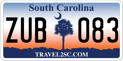 SC license plate ZUB083