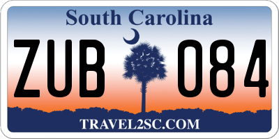 SC license plate ZUB084