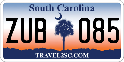 SC license plate ZUB085