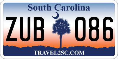 SC license plate ZUB086