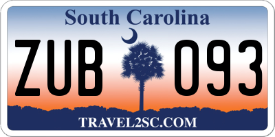 SC license plate ZUB093