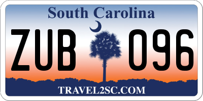 SC license plate ZUB096