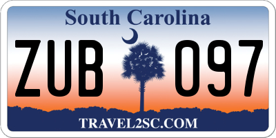 SC license plate ZUB097