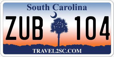 SC license plate ZUB104