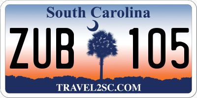 SC license plate ZUB105