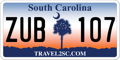 SC license plate ZUB107