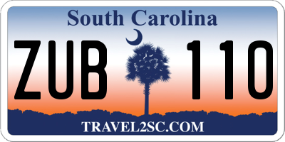 SC license plate ZUB110