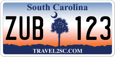 SC license plate ZUB123