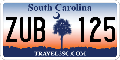 SC license plate ZUB125