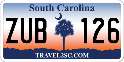 SC license plate ZUB126