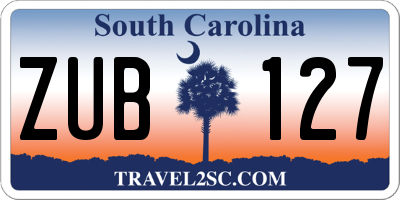 SC license plate ZUB127