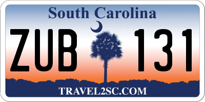SC license plate ZUB131