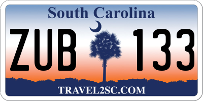 SC license plate ZUB133
